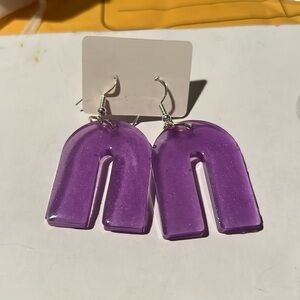 Purple horseshoe resin earrings nwt Christmas gift stocking gift
